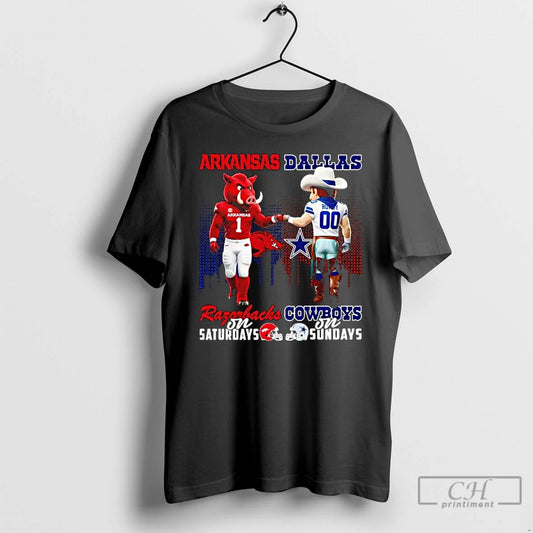 Classic Arkansas Razorbacks On Saturdays X Dallas Cowboys On Sundays Mascot T-Shirts, Hoodie, Sweatshirt | AU18TeeNovaLab.com