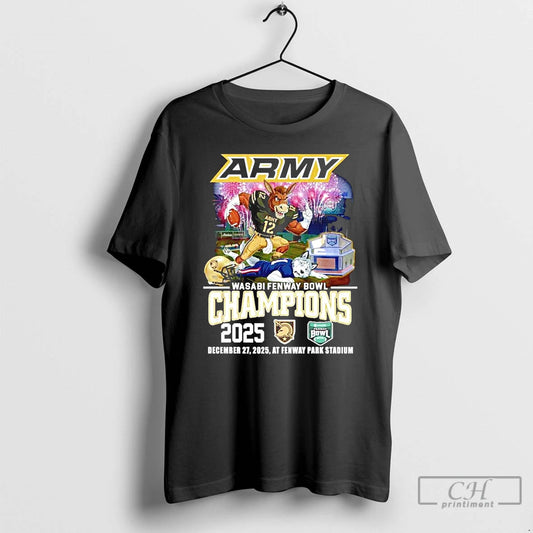 Classic Army Black Knights 2025 Wasabi Fenway Bowl Champions Football Mascot T-Shirts, Hoodie, Sweatshirt