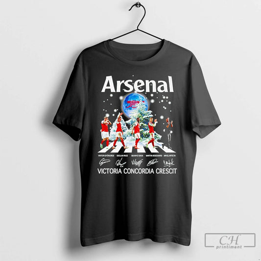 Classic Arsenal Fc Victoria Concordia Crescit Signature Abbey Road T Shirts