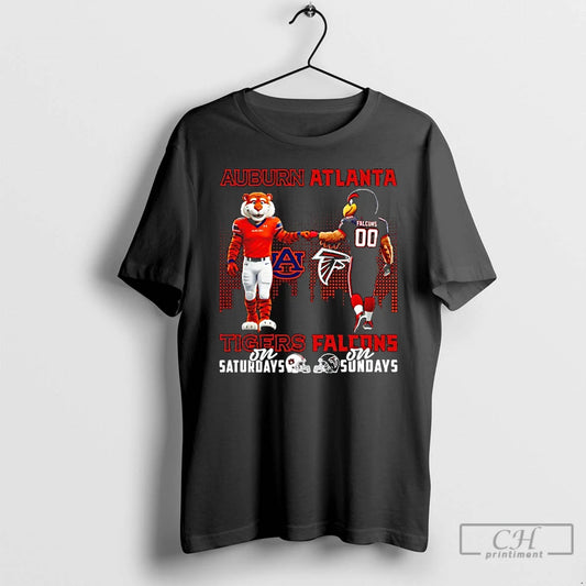 Classic Auburn Tigers On Saturdays X Atlanta Falcons On Sundays Mascot T-Shirts, Hoodie, Sweatshirt | AU18TeeNovaLab.com