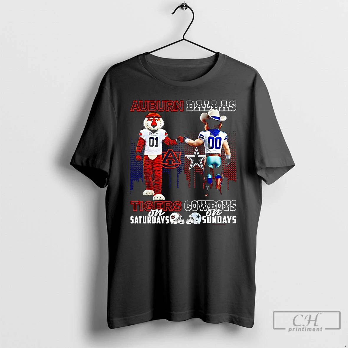 Classic Auburn Tigers On Saturdays X Dallas Cowboys On Sundays Mascot T-Shirts, Hoodie, Sweatshirt | AU18TeeNovaLab.com