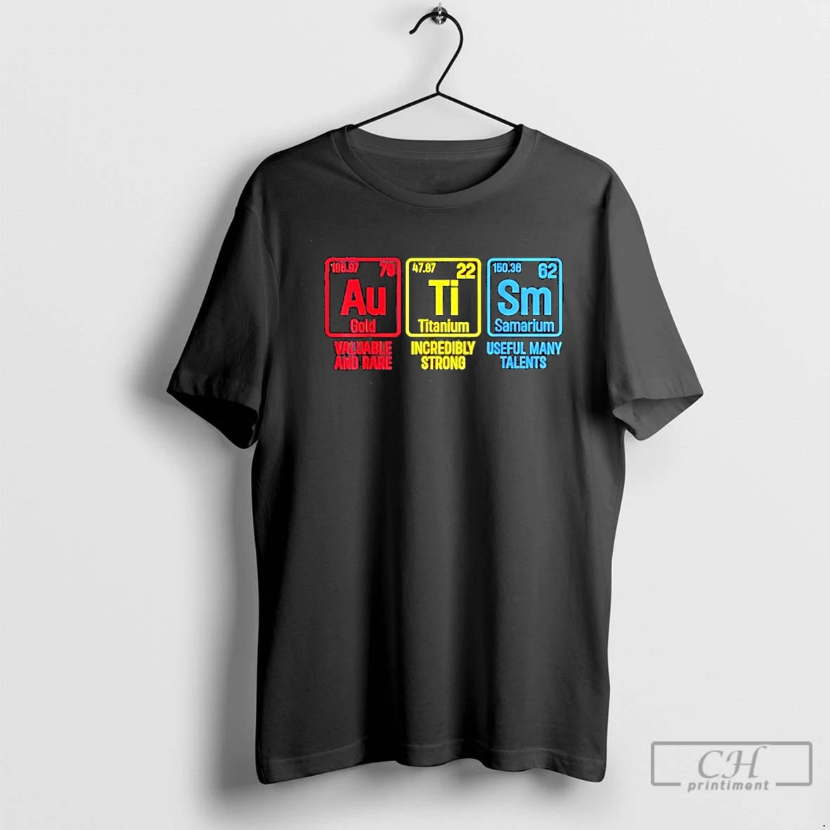 Classic Autism Awareness Puzzle Piece Elements Periodic Autism T Shirts