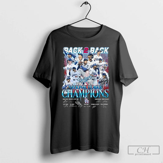 Classic Back 2 Back 24 25 National League Champions Los Angeles Dodgers Signatures Long Sleve