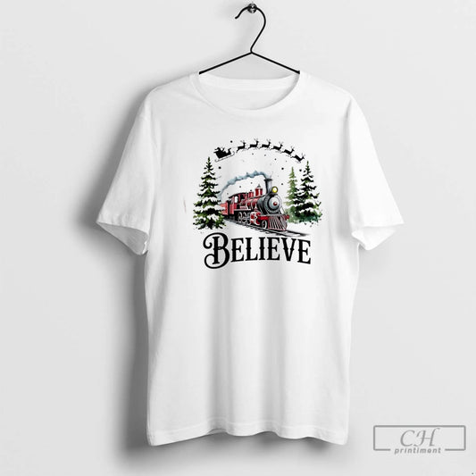 Classic Believe North Pole Train Christmas Festive T Shirts