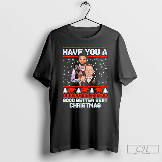 Classic Ben Johnson And Caleb Williams Good Better Best Christmas Football Ugly Pattern T Shirts Hoodie, Sweatshirt