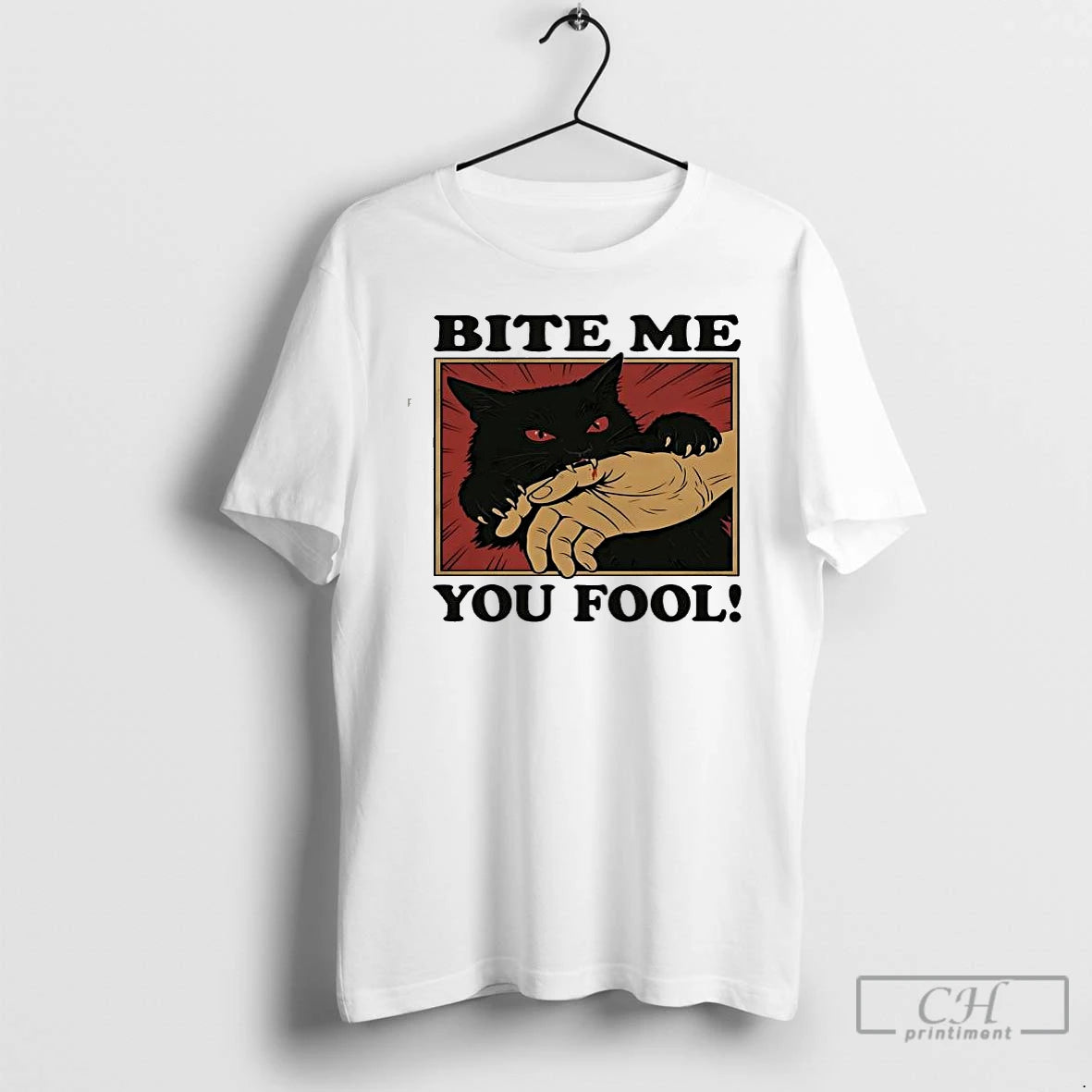 Classic Biting Black Cat Bite Me You Fool T-Shirts, Hoodie, Sweatshirt | AU18TeeNovaLab.com