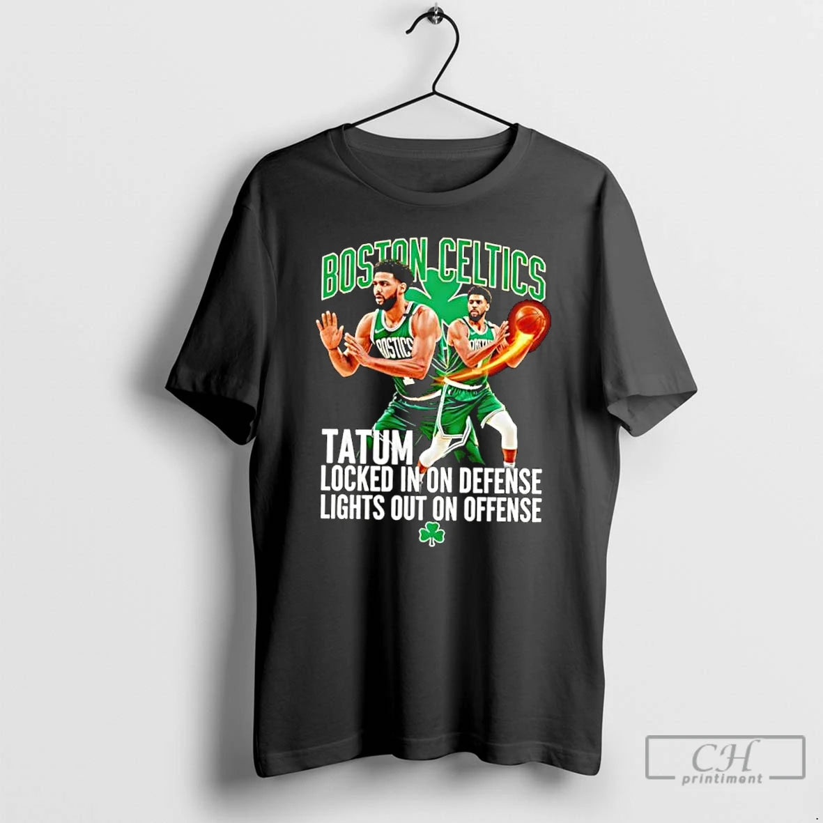 Classic Boston Celtics Tatum Locked In On Defense Lights Out On Offense T Shirts Sweater Hoodie, Sweatshirt