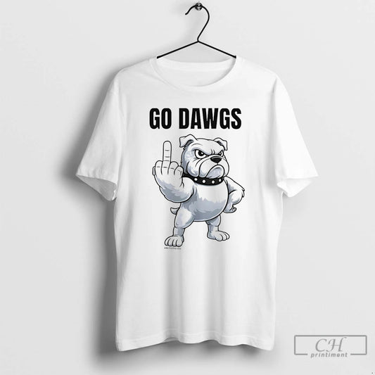 Classic Bulldog Flipping Off Go Dawgs Middle Finger T-Shirts, Hoodie, Sweatshirt | AU18TeeNovaLab.com
