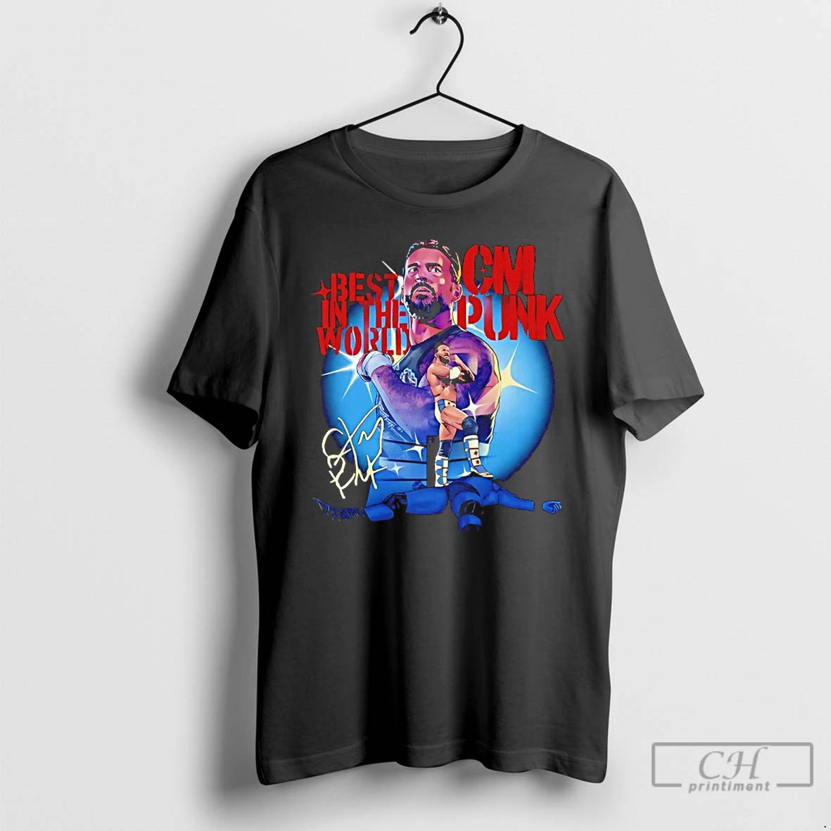 Classic Cm Punk Best In The World Stencil Signature T-Shirts, Hoodie, Sweatshirt | AU18TeeNovaLab.com
