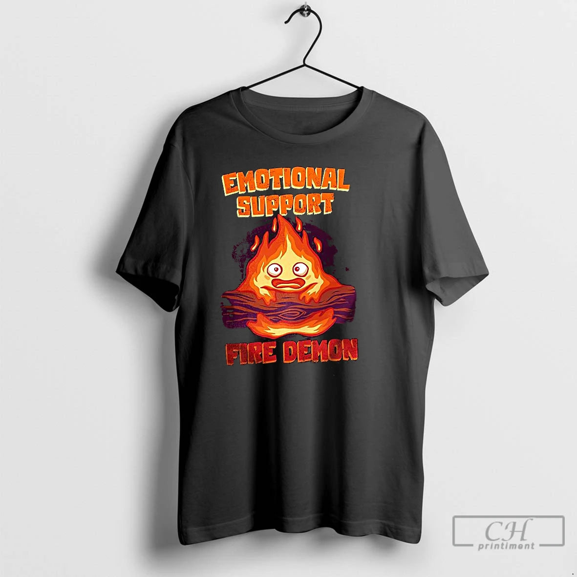 Classic Calcifer Emotional Support Fire Demon Howls Moving Castle Anime T-Shirts, Hoodie, Sweatshirt | AU18TeeNovaLab.com