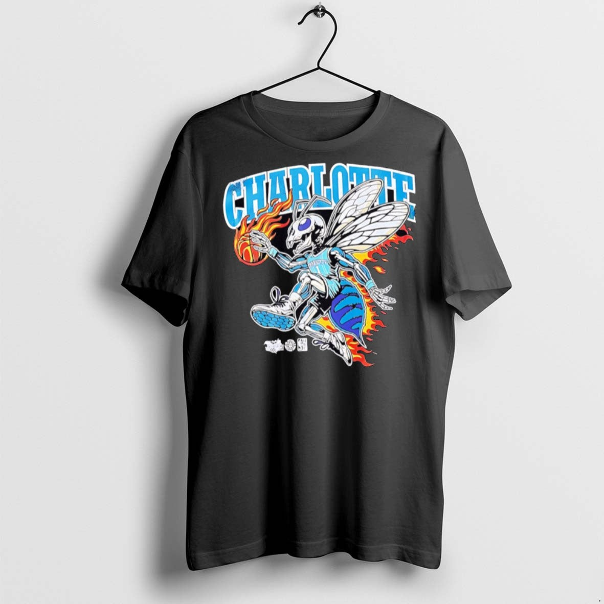 Classic Charlotte Hornets Mascot Skeleton Burning Player Nba T Shirts