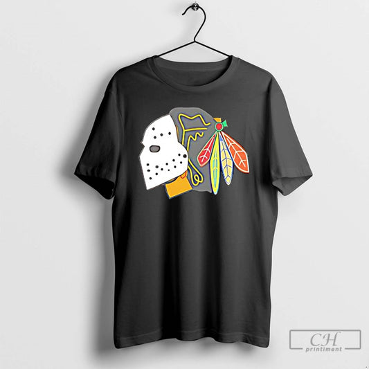 Classic Chicago Blackhawks X Native American X Jason Voorhees Logo T Shirts