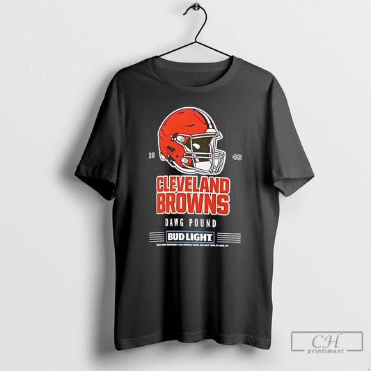 Classic Cleveland Browns Bud Light 1946 Dawg Pound Football Helmet T Shirts