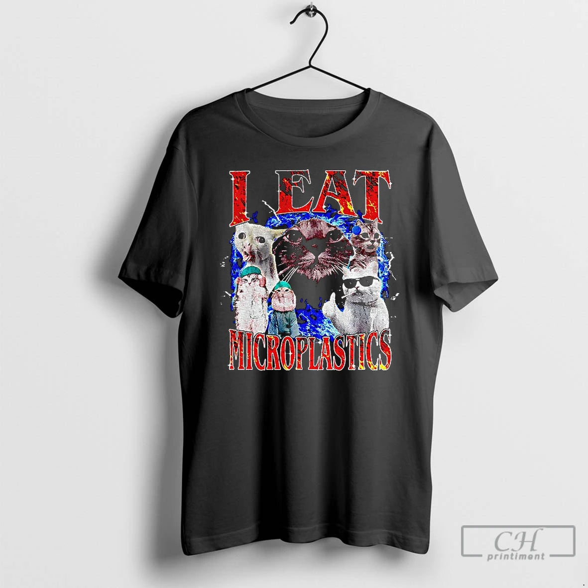 Classic Cursed Cat I Eat Microplastics Graphic T-Shirts, Hoodie, Sweatshirt | AU18TeeNovaLab.com