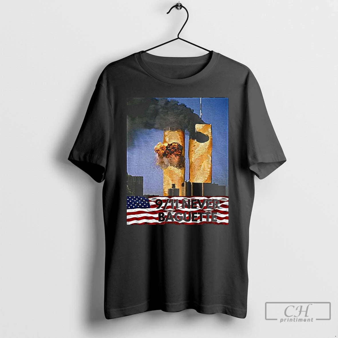 Classic Dark Humour Never Baguette 9 11 Twin Tower Joke T-Shirts, Hoodie, Sweatshirt | AU18TeeNovaLab.com