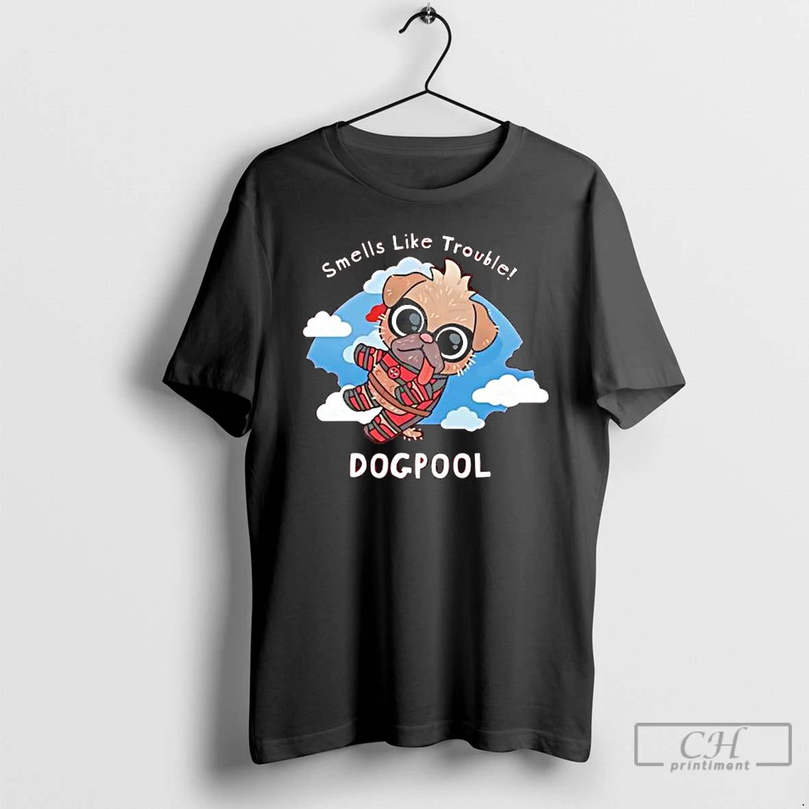 Classic Deadpool Smells Like Trouble Dogpool Graphic T-Shirts, Hoodie, Sweatshirt | AU18TeeNovaLab.com