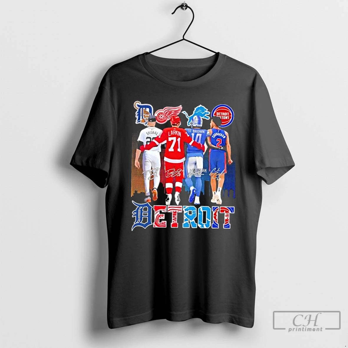Classic Detroit City Sports Legends Skyline Signatures T-Shirts, Hoodie, Sweatshirt | AU18TeeNovaLab.com