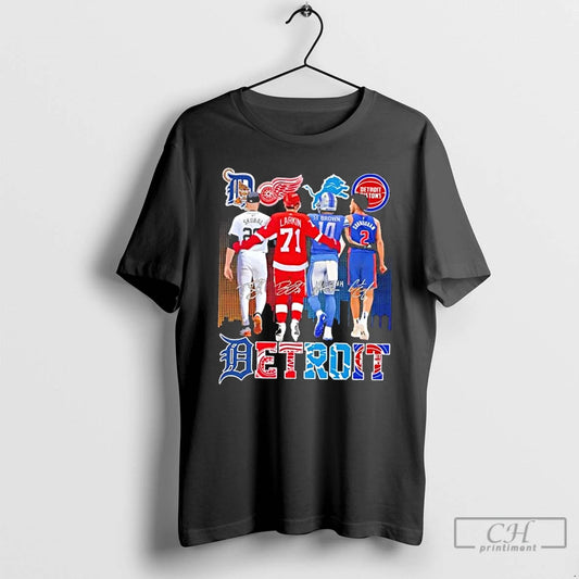 Classic Detroit City Sports Legends Skyline Signatures T-Shirts, Hoodie, Sweatshirt | AU18TeeNovaLab.com