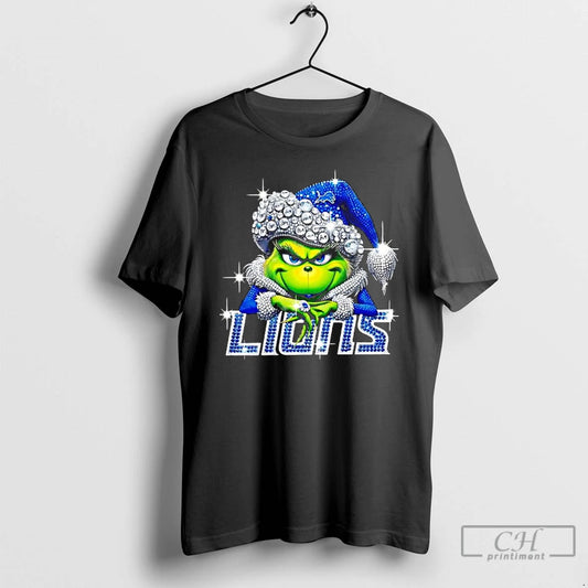 Classic Detroit Lions Grinch Christmas Bling Santa Hat T-Shirts, Hoodie, Sweatshirt | AU18TeeNovaLab.com
