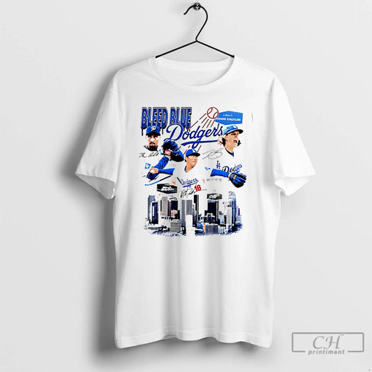 Classic Dodgers Bleed Blue Los Angeles Skyline T Shirts