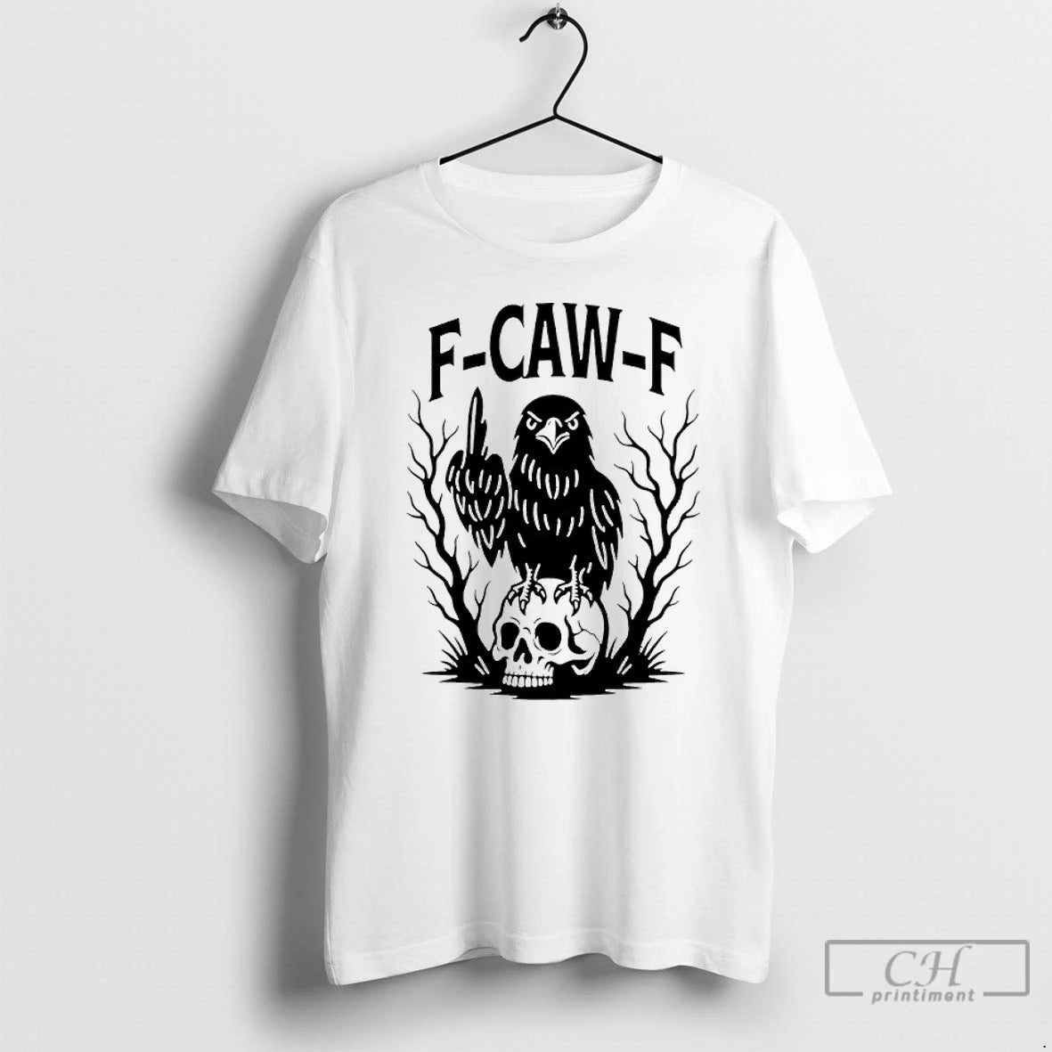 Classic F Caw F Gothic Raven Middle Finger T-Shirts, Hoodie, Sweatshirt | AU18TeeNovaLab.com