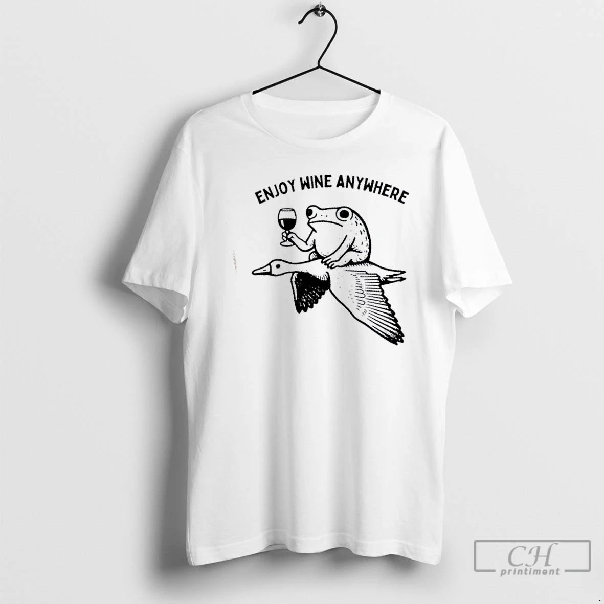 Classic Flying Frog Enjoy Wine Anywhere T Shirts