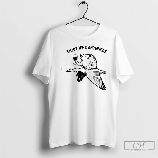 Classic Flying Frog Enjoy Wine Anywhere T Shirts