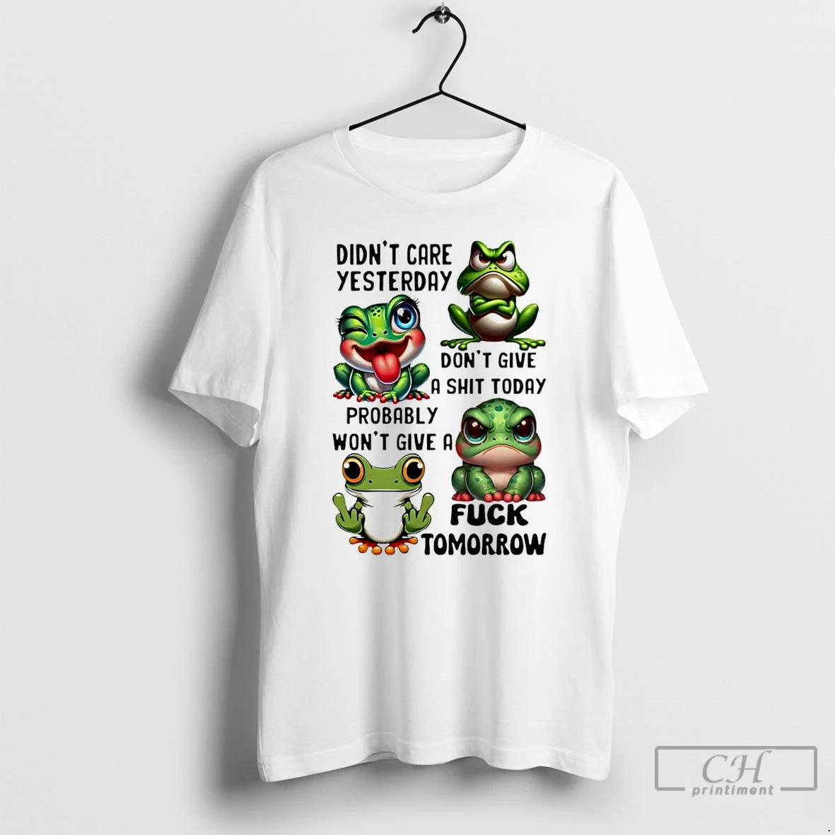 Classic Frog Didnt Care Yesterday Dont Give A Shit Today Probably Wont Give A Fuck