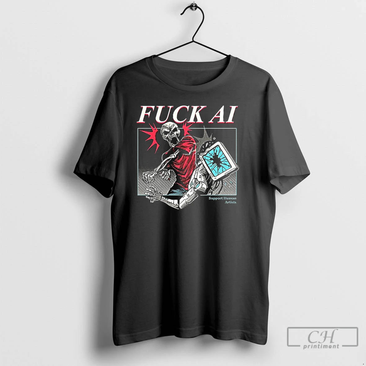 Classic Fuck Ai Support Human Artists Do Your Part Antiai T-Shirts, Hoodie, Sweatshirt | AU18TeeNovaLab.com