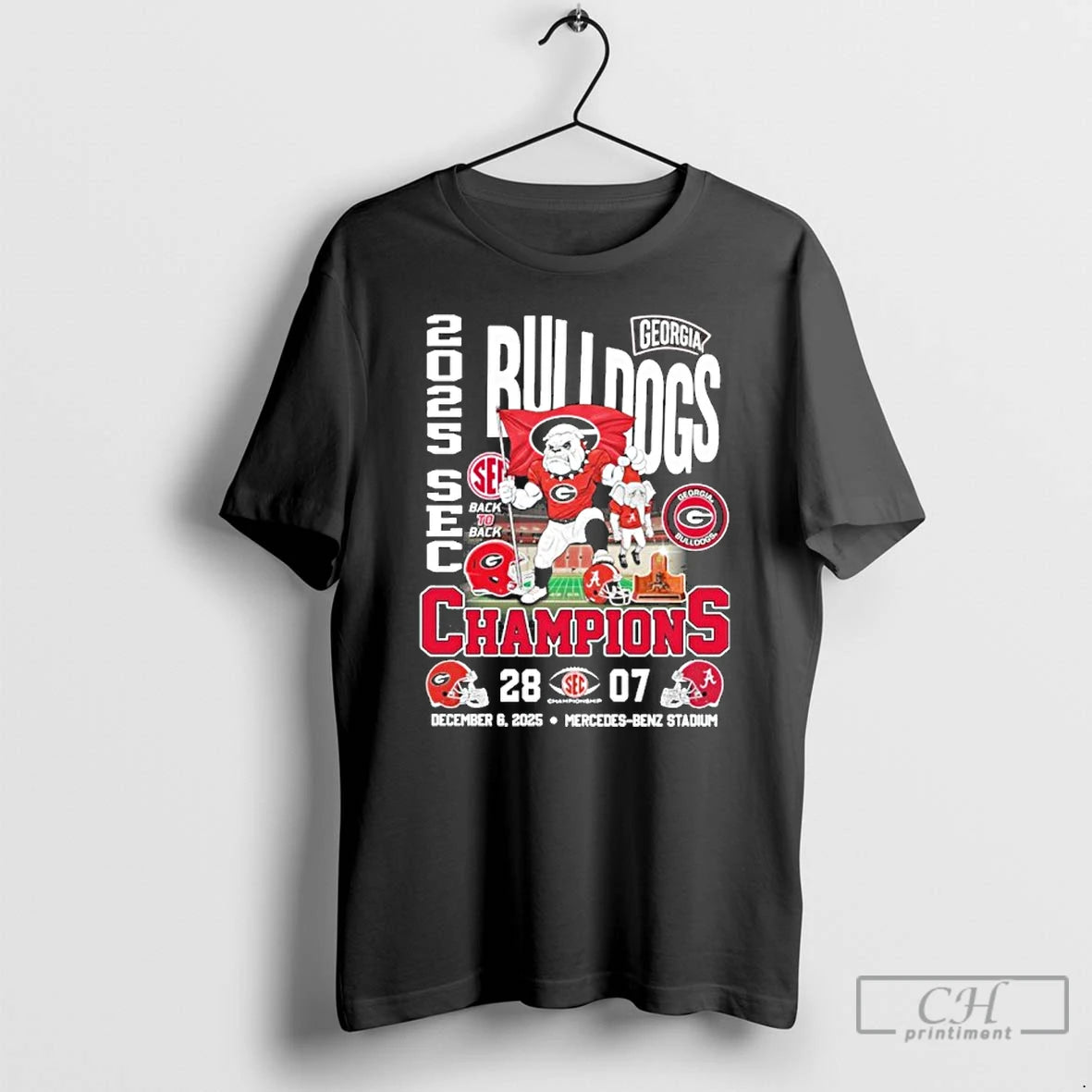 Classic Georgia Bulldogs Mascot 2025 Sec Conference Champions 28 7 Score T-Shirts, Hoodie, Sweatshirt | AU18TeeNovaLab.com