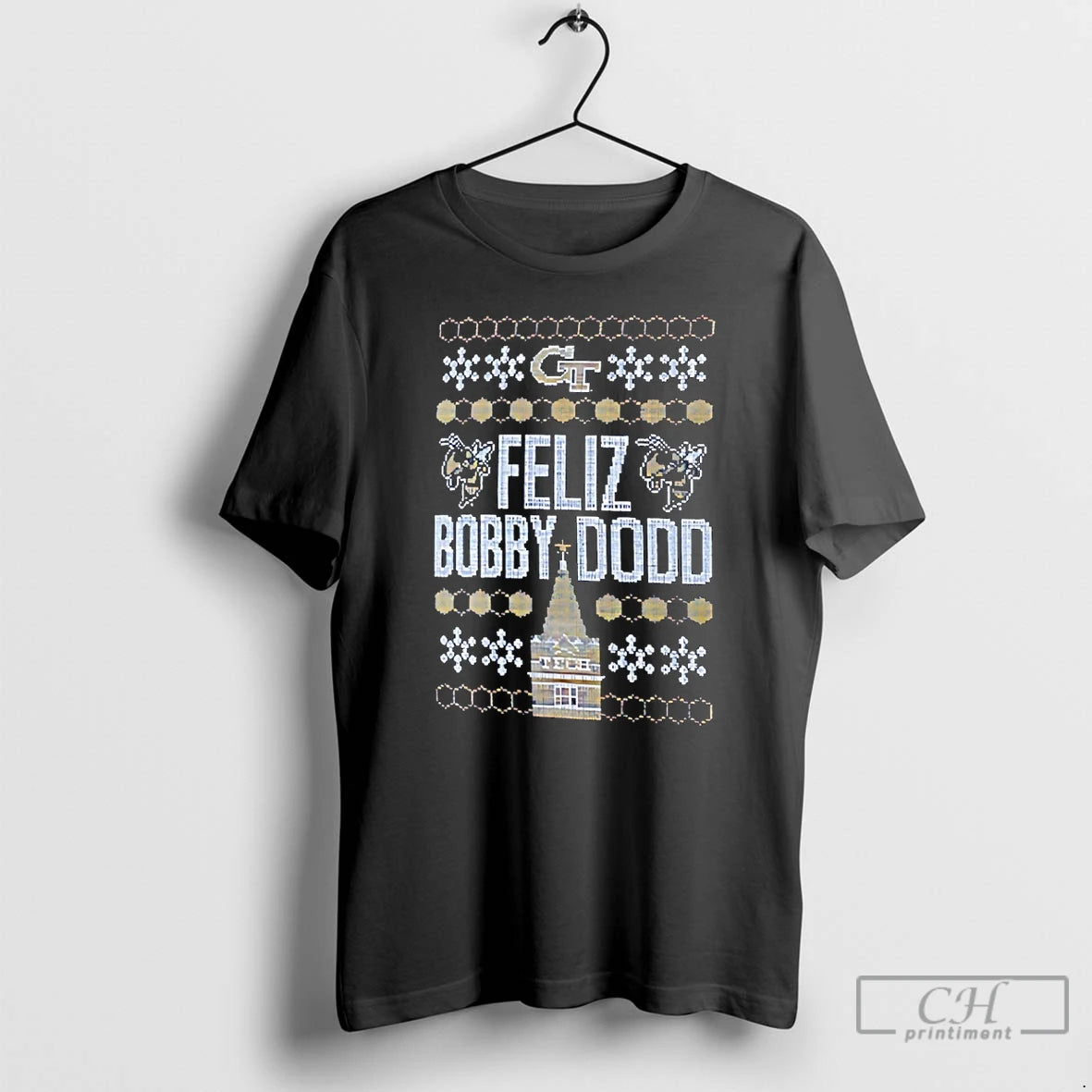 Classic Georgia Tech Yellow Jackets Feliz Bobby Dodd Ugly Christmas T-Shirts, Hoodie, Sweatshirt | AU18TeeNovaLab.com