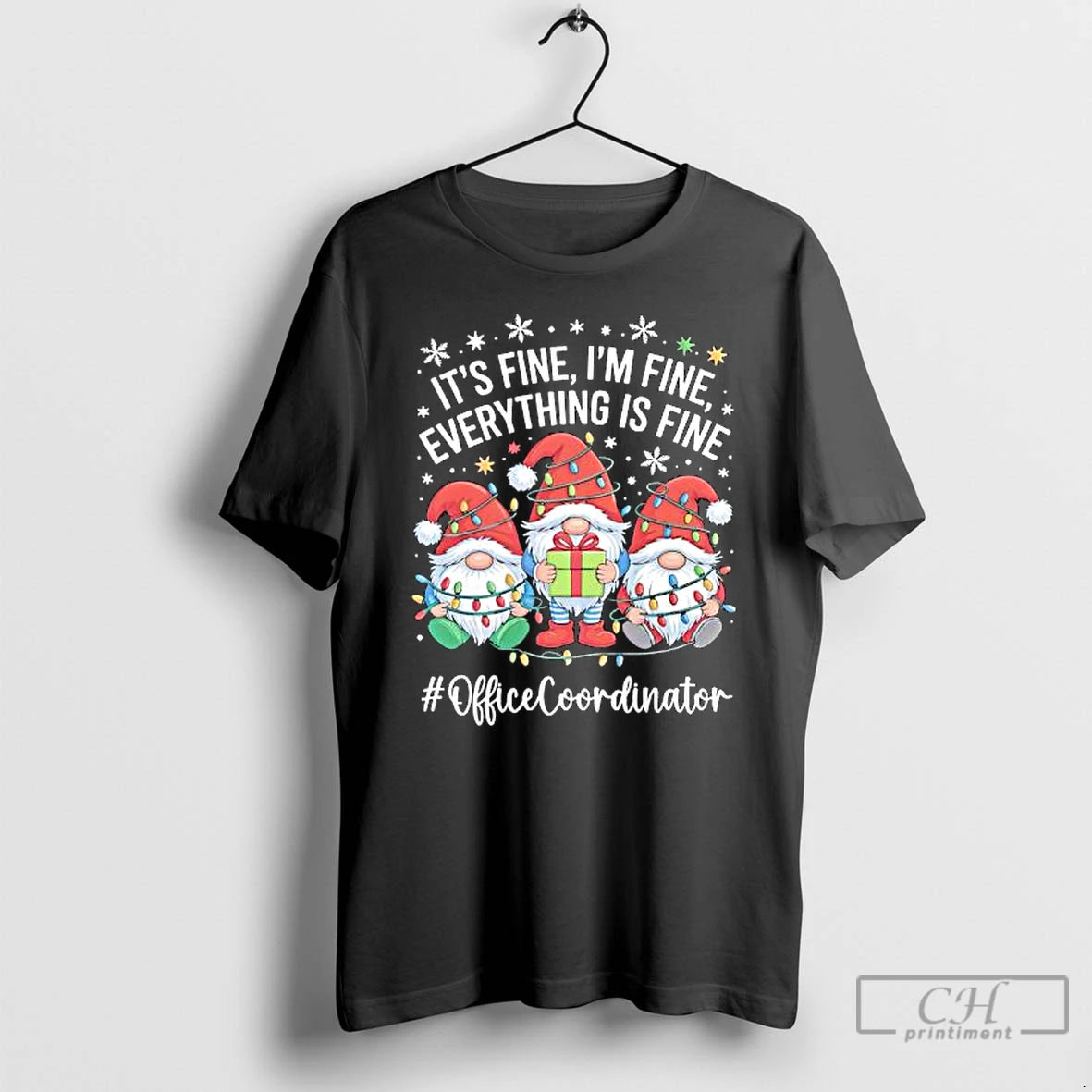 Classic Gnome Santa Its Fine Im Fine Everything Is Fine Officecoordinator T-Shirts, Hoodie, Sweatshirt | AU18TeeNovaLab.com