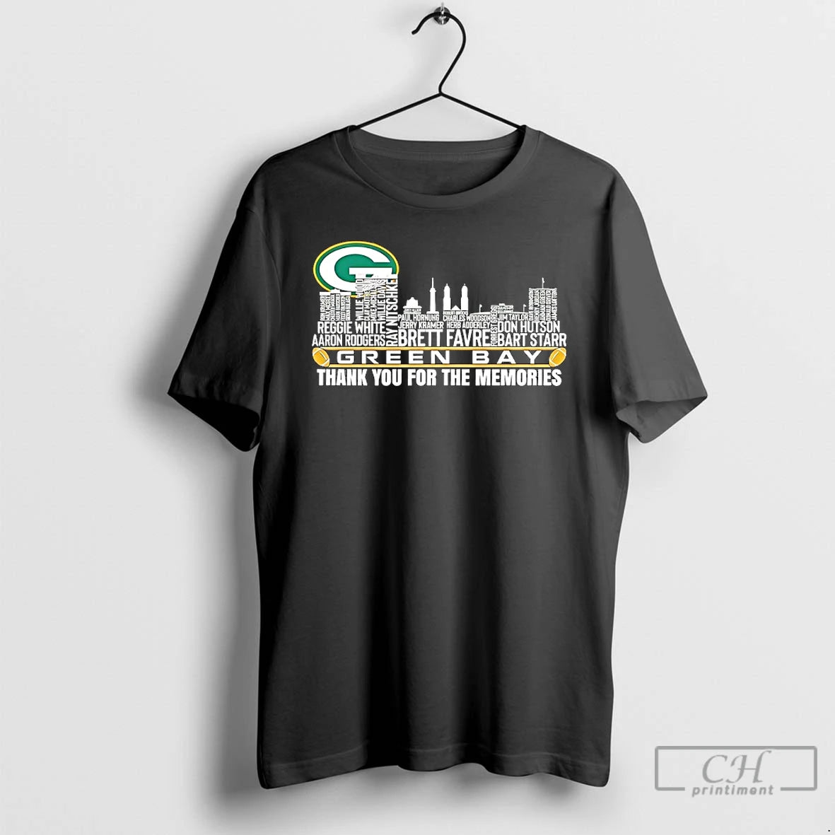 Classic Green Bay Packers Thank You For The Memories Logo Skyline Graphic T Shirts Sweater Hoodie, Sweatshirt