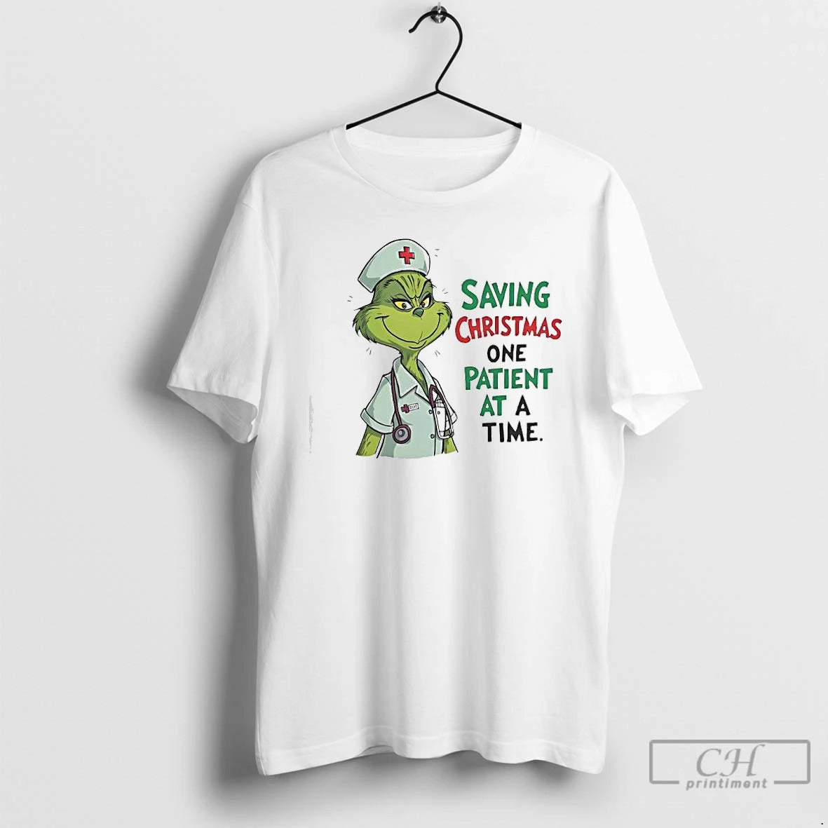 Classic Grinch Green Saving Christmas One Patient At A Time Nurse T-Shirts, Hoodie, Sweatshirt | AU18TeeNovaLab.com