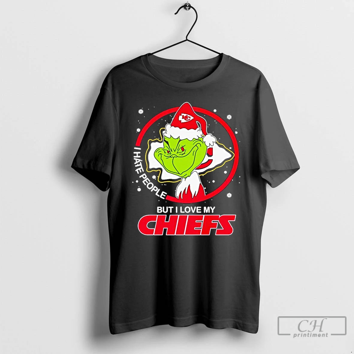 Classic Grinch I Hate People But I Love My Chiefs Christmas T Shirts