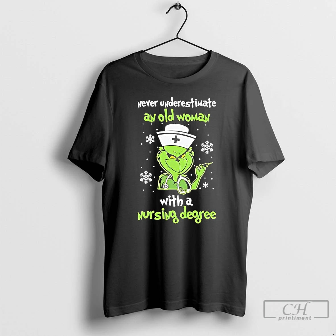 Classic Grinch Never Underestimate An Old Woman With A Nursing Degree T-Shirts, Hoodie, Sweatshirt | AU18TeeNovaLab.com