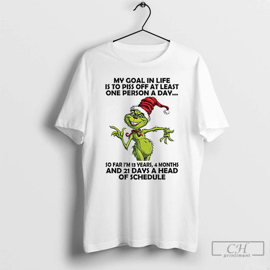 Classic Grinch Santa My Goal In Life Is To Piss Off At Least One Person T-Shirts, Hoodie, Sweatshirt | AU18TeeNovaLab.com