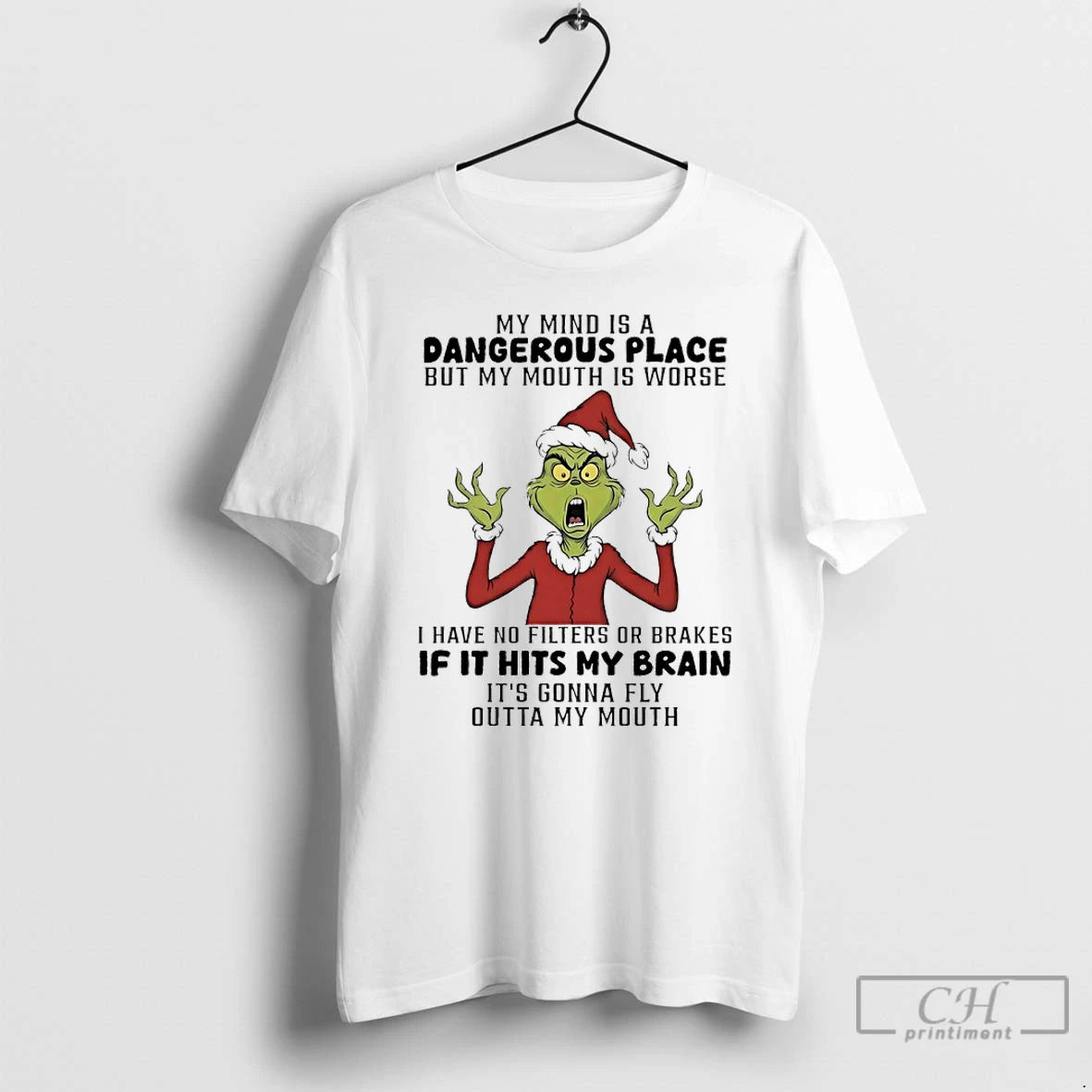 Classic Grinch Santa My Mind Is A Dangerous Place But My Mouth Is Worse T-Shirts, Hoodie, Sweatshirt | AU18TeeNovaLab.com
