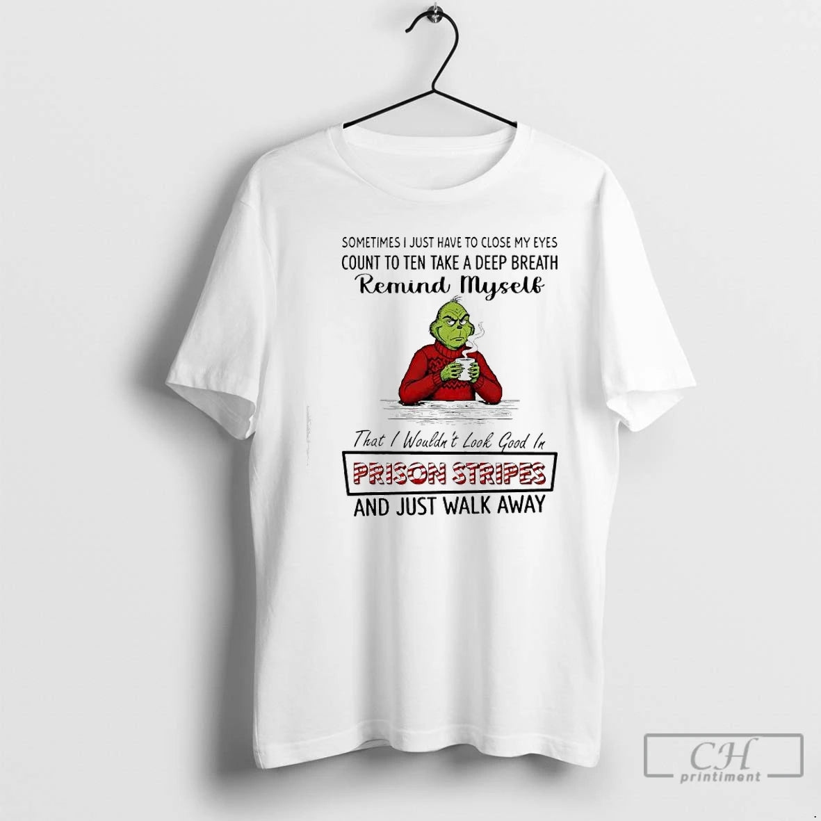 Classic Grinch Santa Remind Myself Prison Stripes And Just Walk Away T-Shirts, Hoodie, Sweatshirt | AU18TeeNovaLab.com