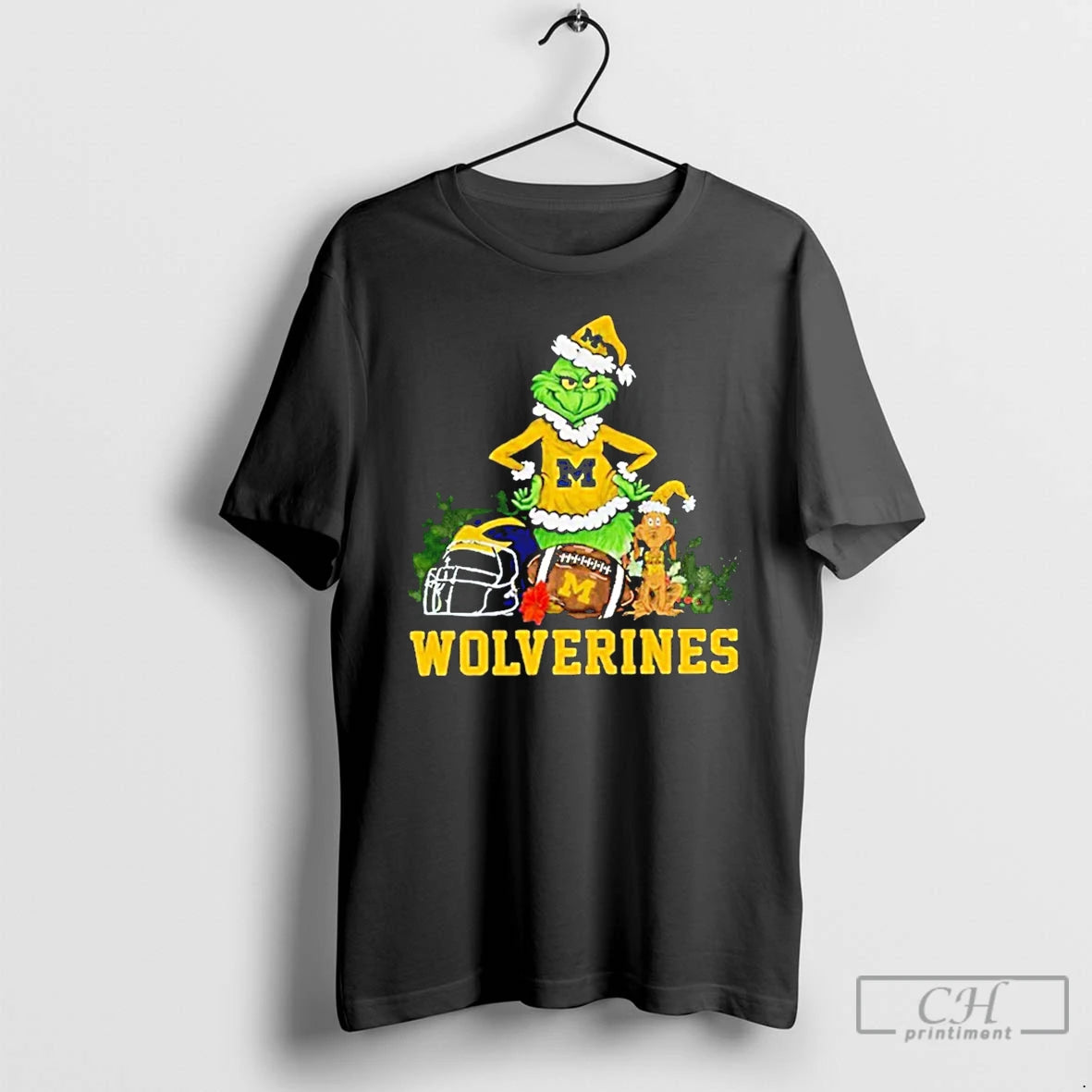 Classic Grinch And Dog Michigan Wolverines Football T Shirts