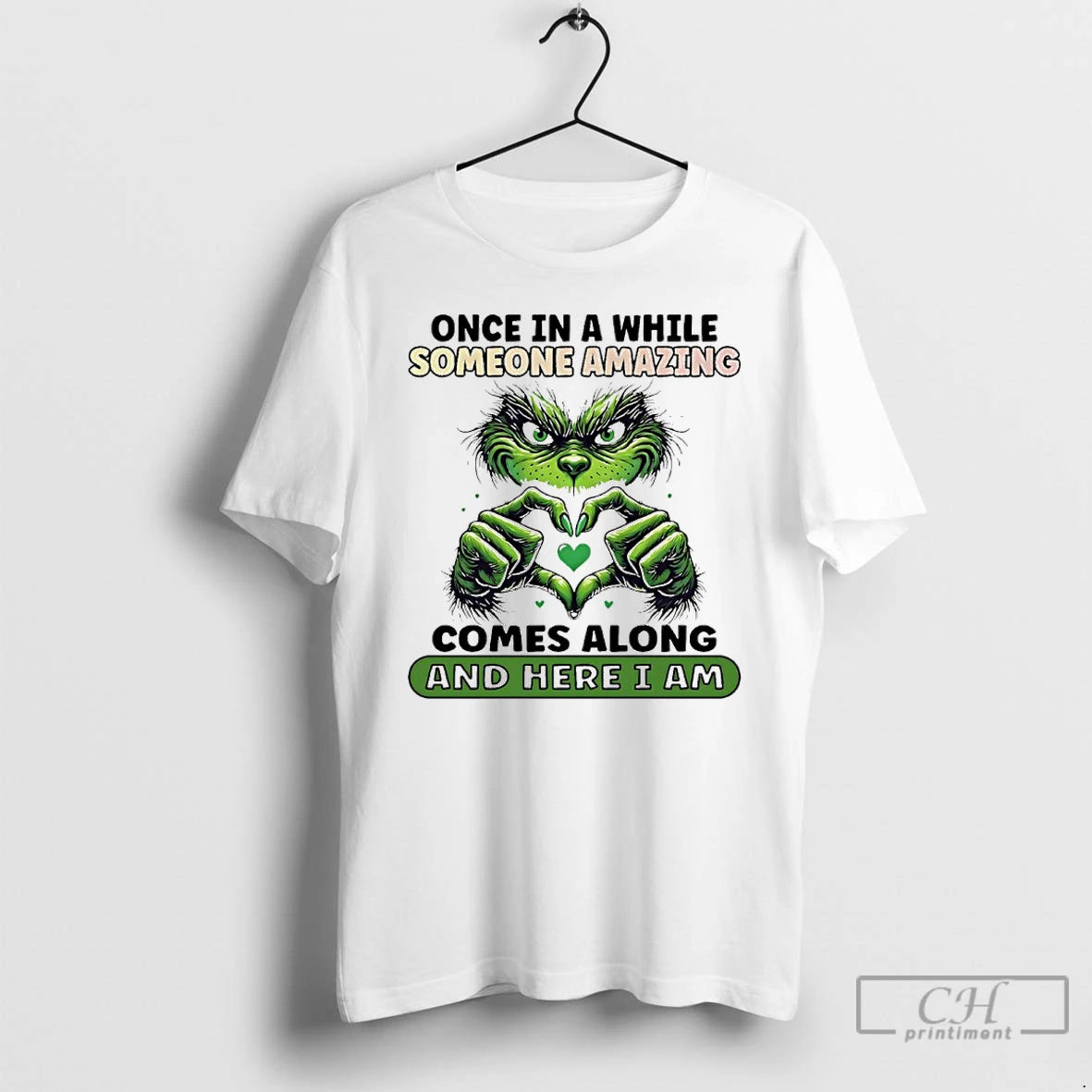 Classic Grinch Love Hand Once In A While Someone Amazing Comes Along And Here T-Shirts, Hoodie, Sweatshirt