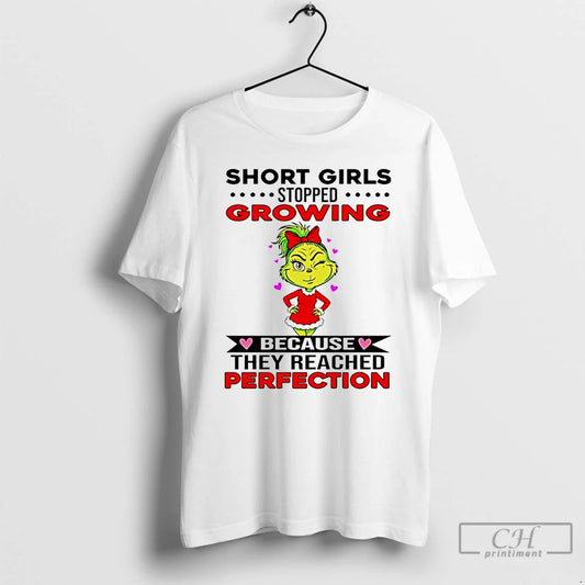 Classic Grinch Short Girls Stopped Growing Because They Reached Perfection T-Shirts, Hoodie, Sweatshirt | AU18TeeNovaLab.com