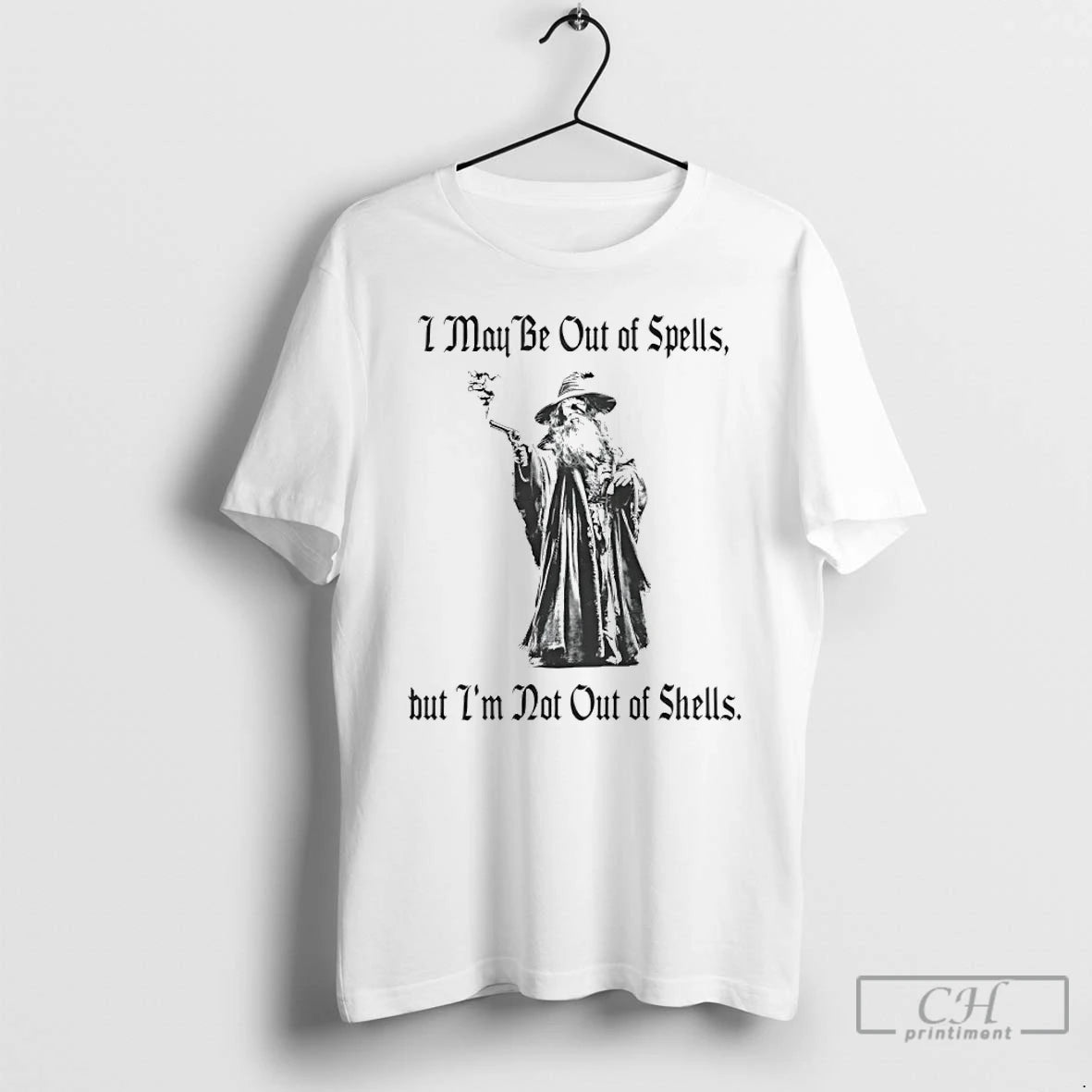 Classic Gun Wizard I May Be Out Of Spells But Im Not Out Of Shells T-Shirts, Hoodie, Sweatshirt | AU18TeeNovaLab.com