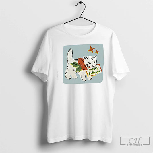 Classic Happy Holidays Cat Yarrow Goods T-Shirts, Hoodie, Sweatshirt | AU18TeeNovaLab.com