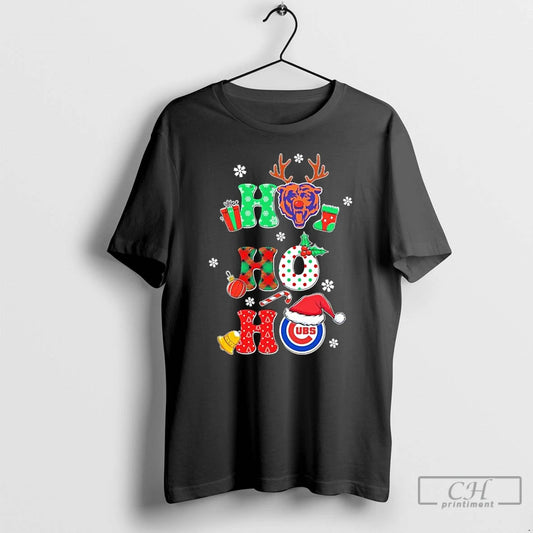Classic Ho Ho Ho Christmas Chicago Sports Teams Logo T Shirts
