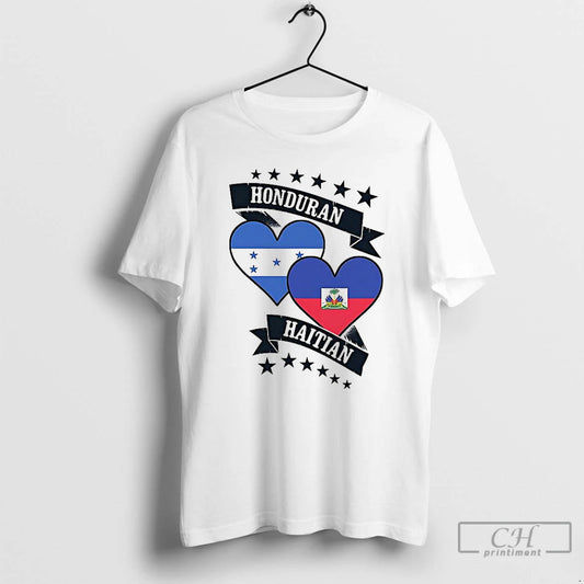 Classic Honduran Vs Haitian Heart Flags T Shirts