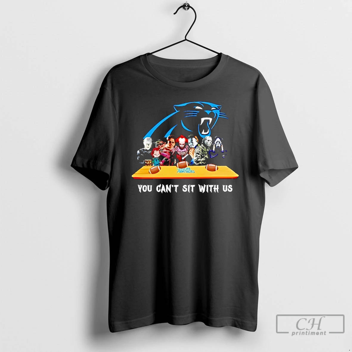 Classic Horror Movie Characters You Cant Sit With Us Carolina Panthers Halloween T Shirts