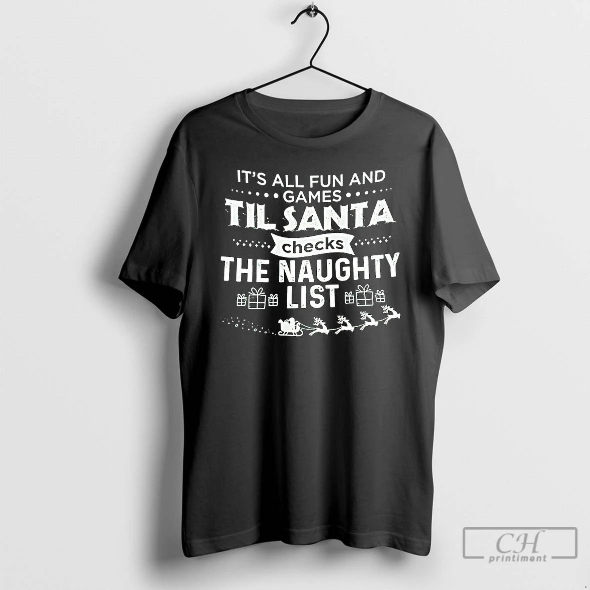 Classic Its All Fun And Games Til Santa Checks The Naughty List T Shirts Sweater Hoodie, Sweatshirt | AU18TeeNovaLab.com