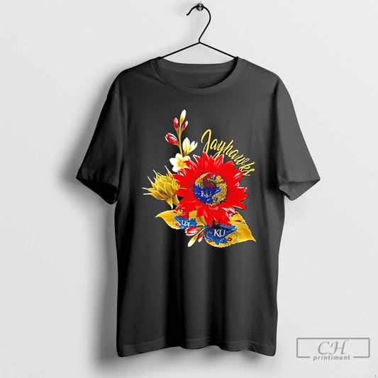 Classic Kansas Jayhawks Football X Sunflower Floral T-Shirts, Hoodie, Sweatshirt | AU18TeeNovaLab.com