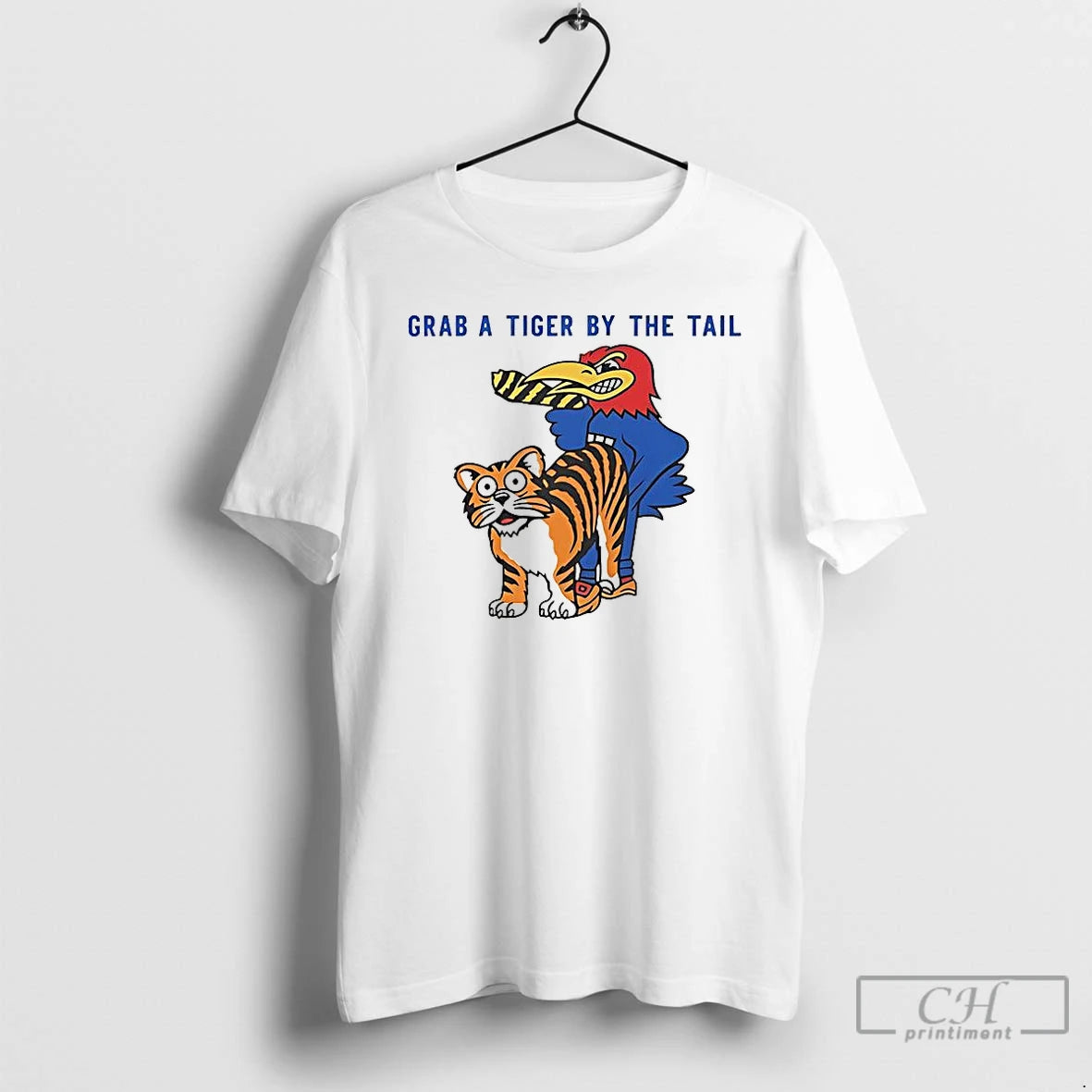 Classic Kansas Jayhawks Vs Missouri Tigers Rivalry Grab A Tiger By The Tail Mascot T-Shirts, Hoodie, Sweatshirt